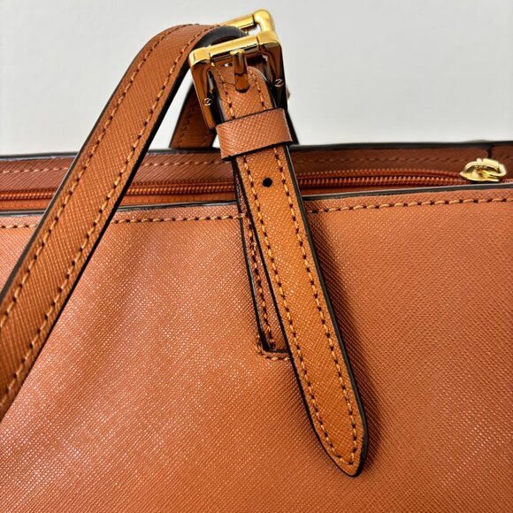 Tory Burch York Buckle Large Tote Leather Luggage/Camel/Tan - Picture 9 of 16